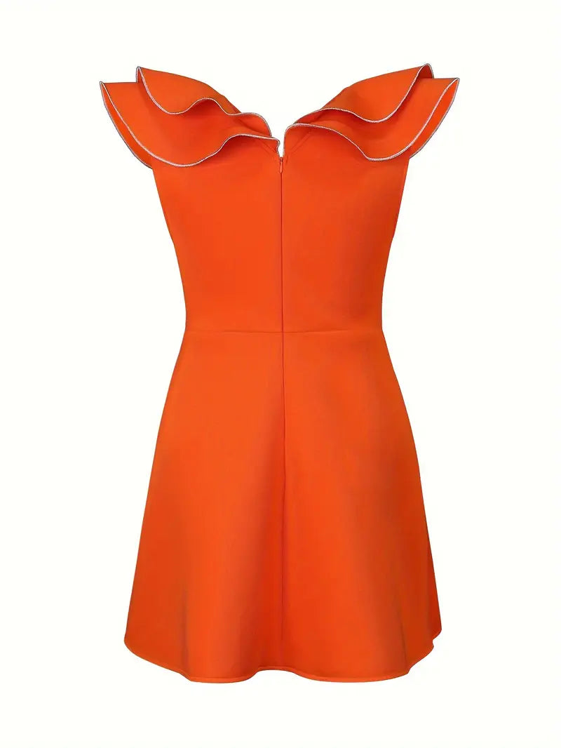 Scarlet Ruffle Off-Shoulder Mini Dress
