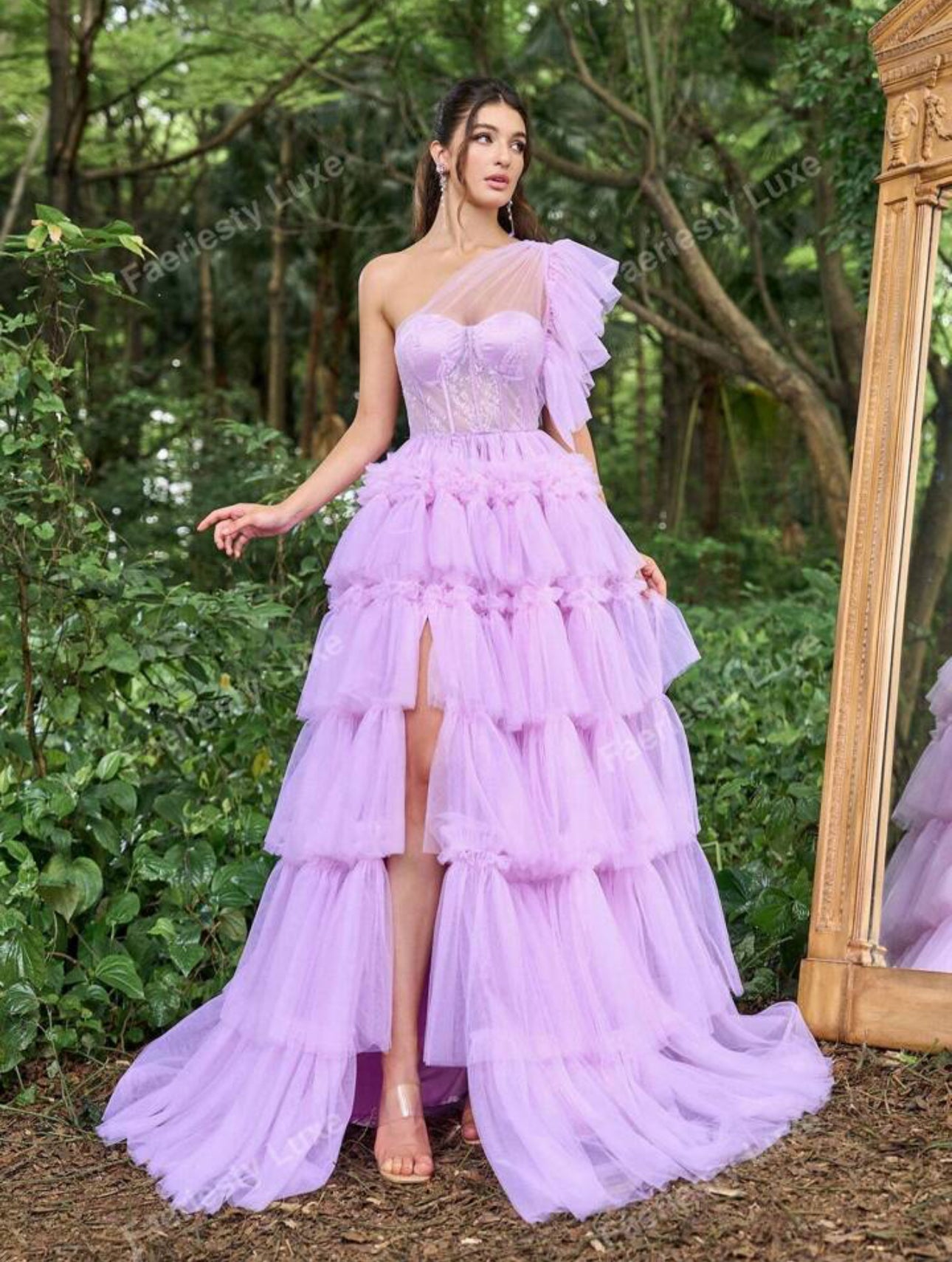 Lavender Dream Tiered Tulle Gown