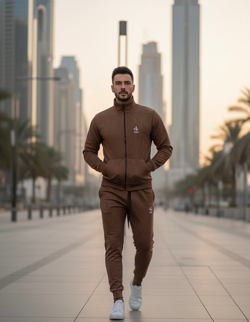 Camel Men Suede Luxe Co-ord Set