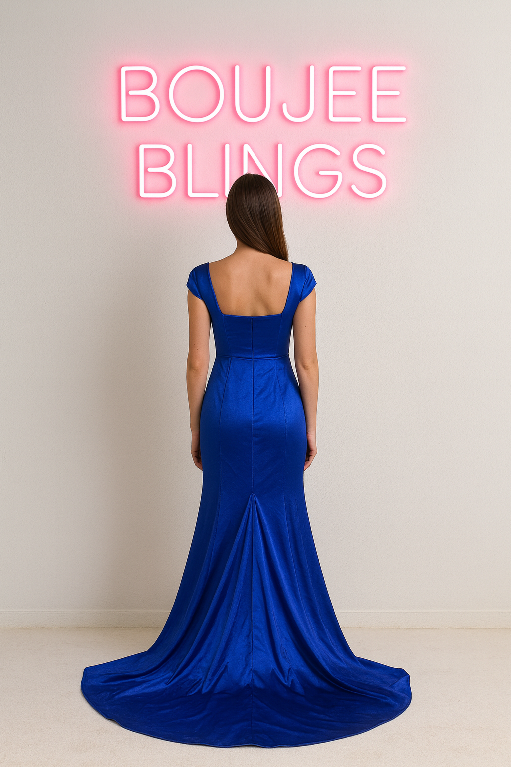 Royal Blue Satin Mermaid Gown