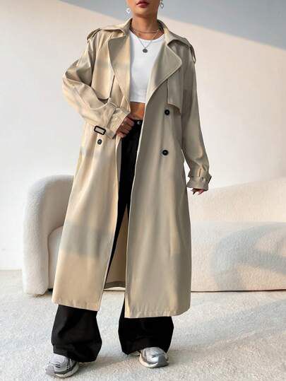 Classic Beige Longline Trench Coat