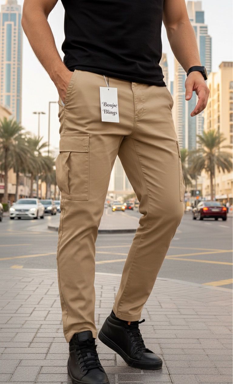 Stone Beige Men Cargo Pant 6 Pocket