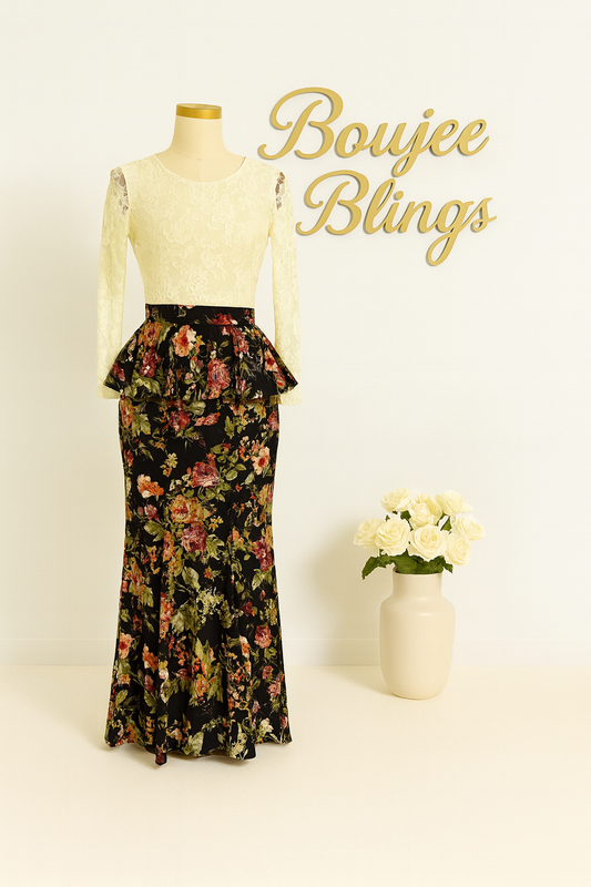 Elegant White Lace & Floral Maxi Dress