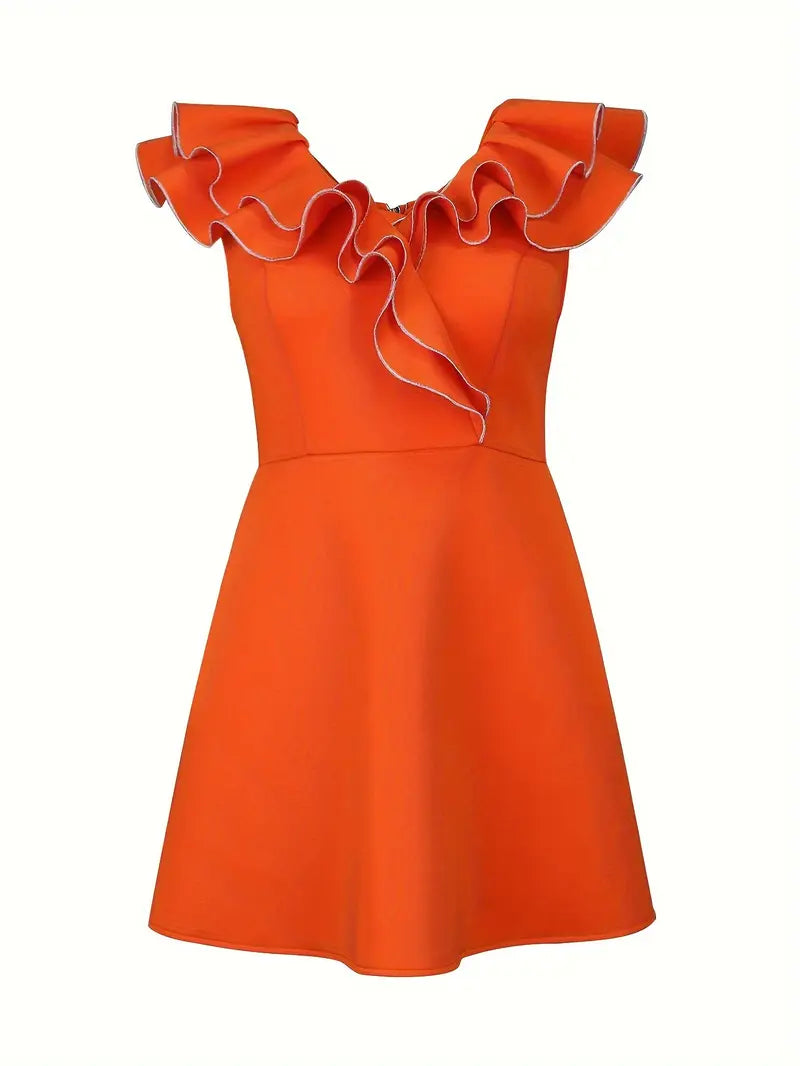 Scarlet Ruffle Off-Shoulder Mini Dress