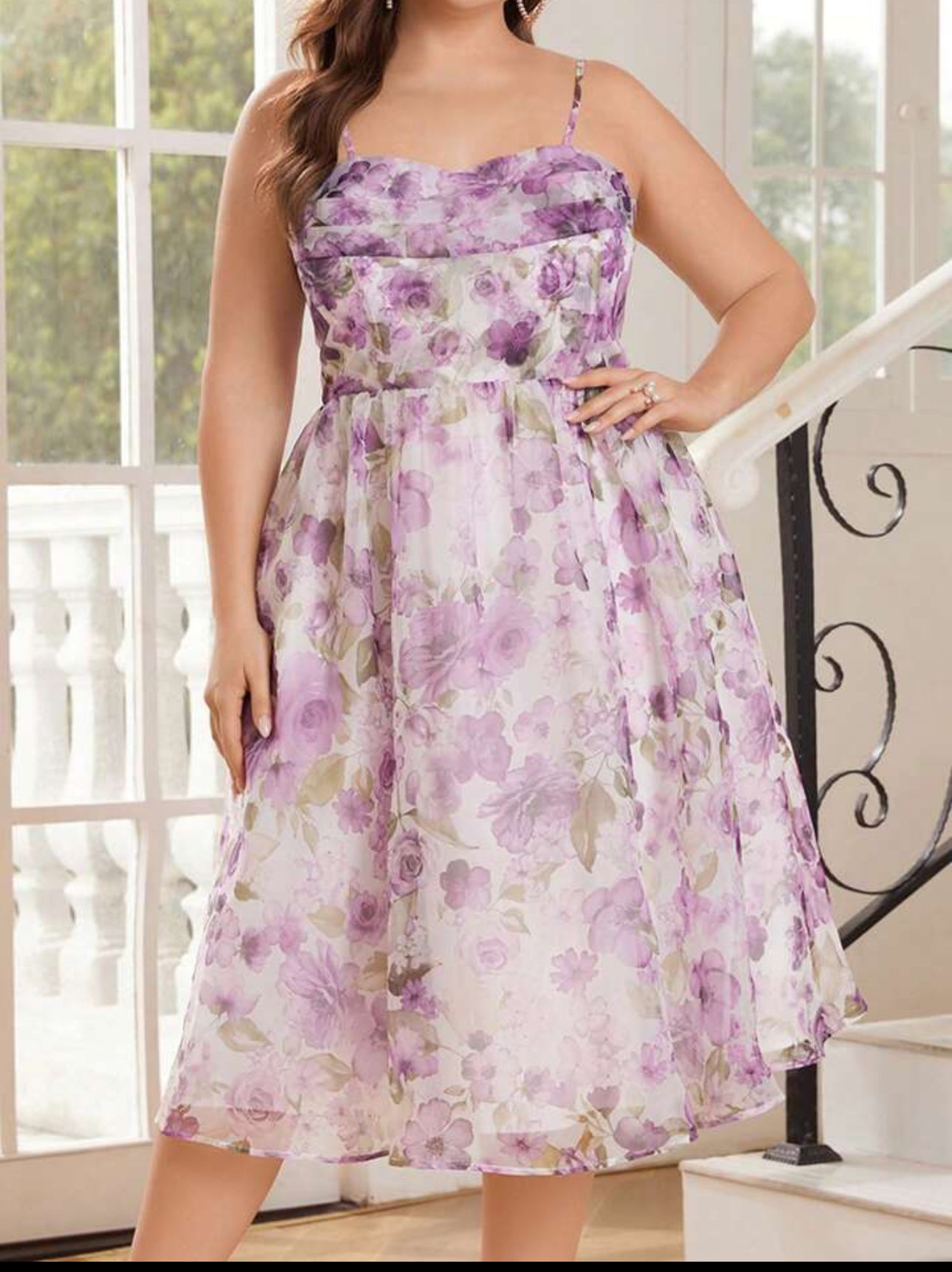Lilac Bloom Floral Midi Dress