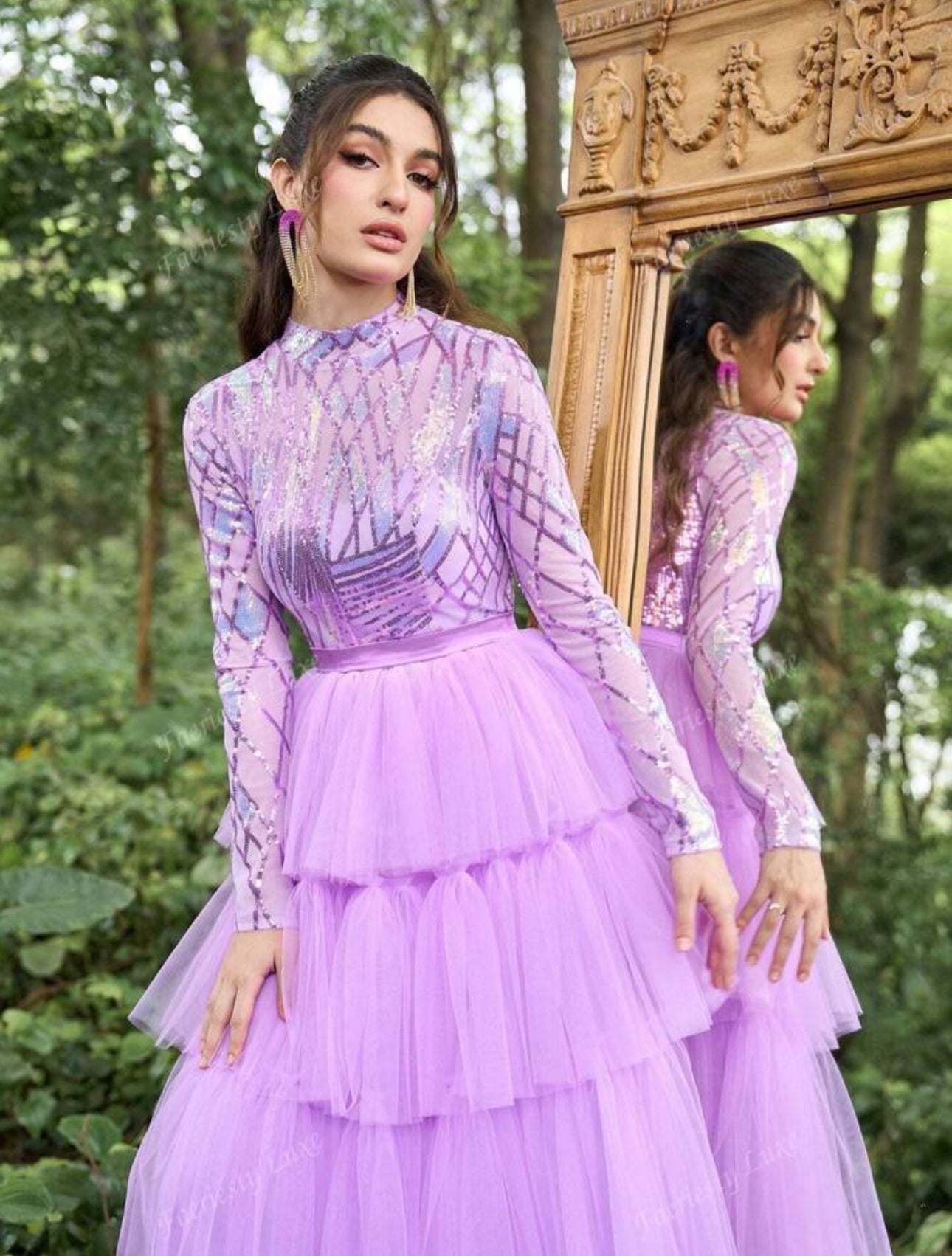 Amethyst Majesty Tiered Tulle Gown
