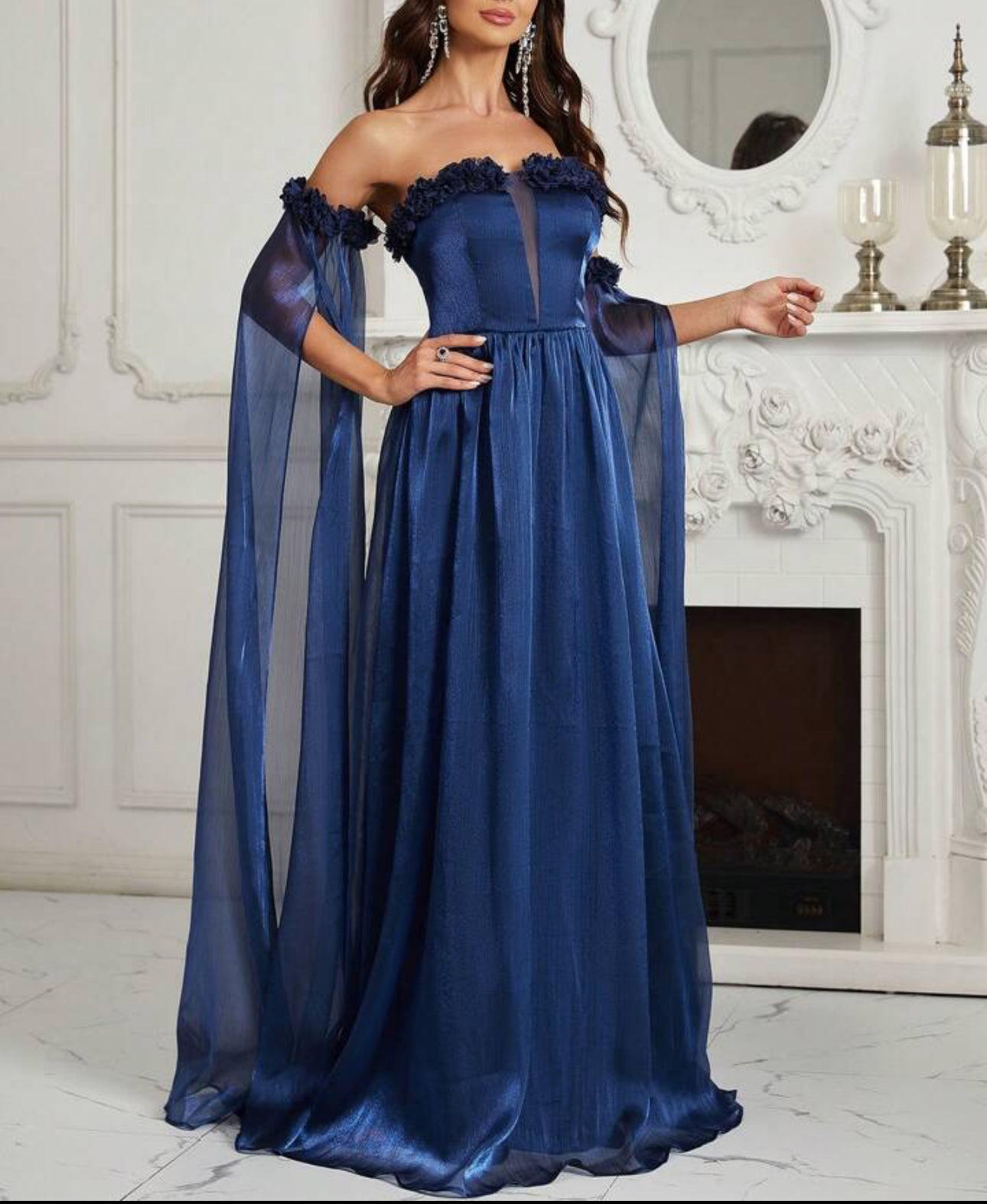 Royal Midnight Off-Shoulder Gown
