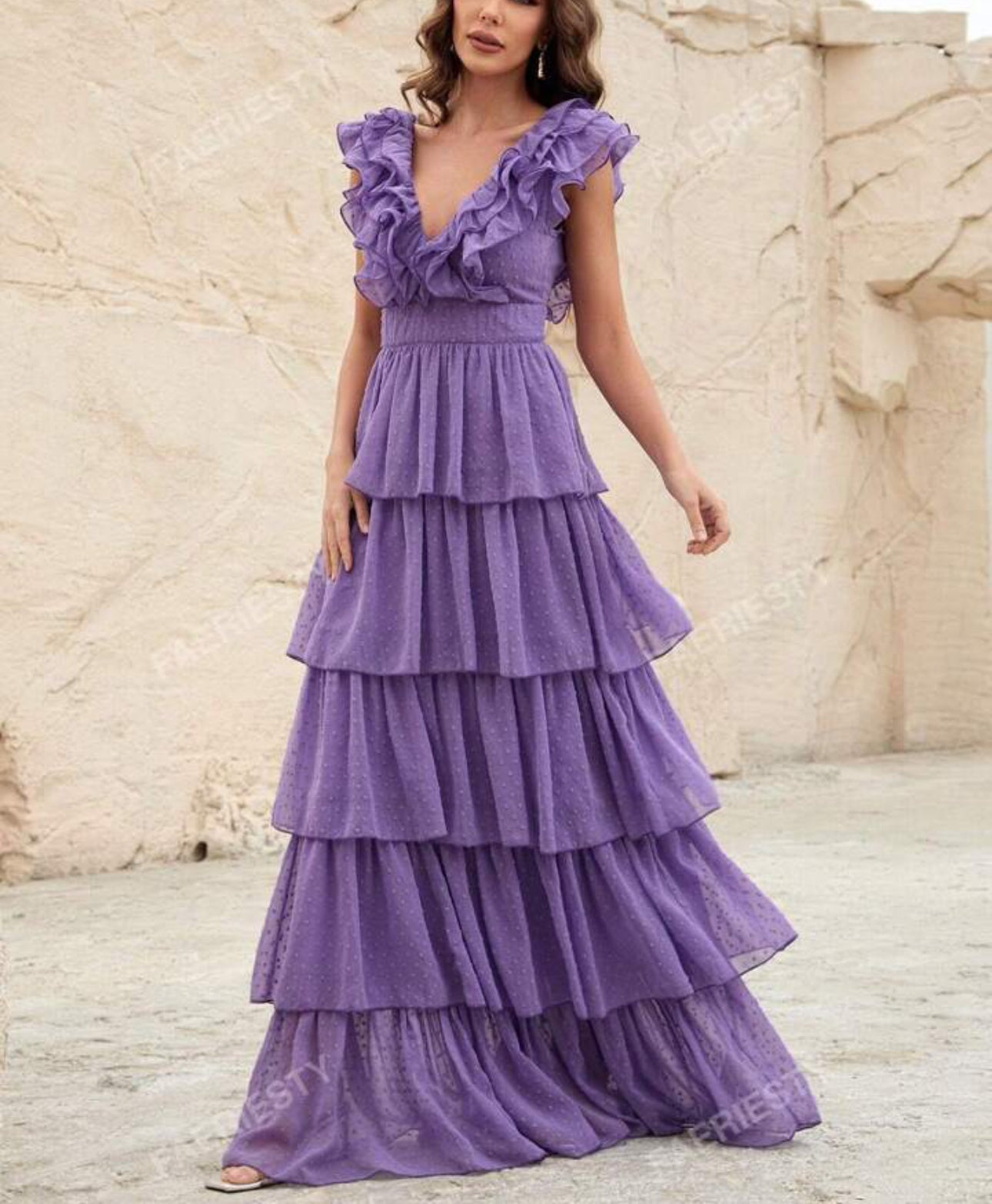 Lavender Ruffle Tiered Maxi Dress