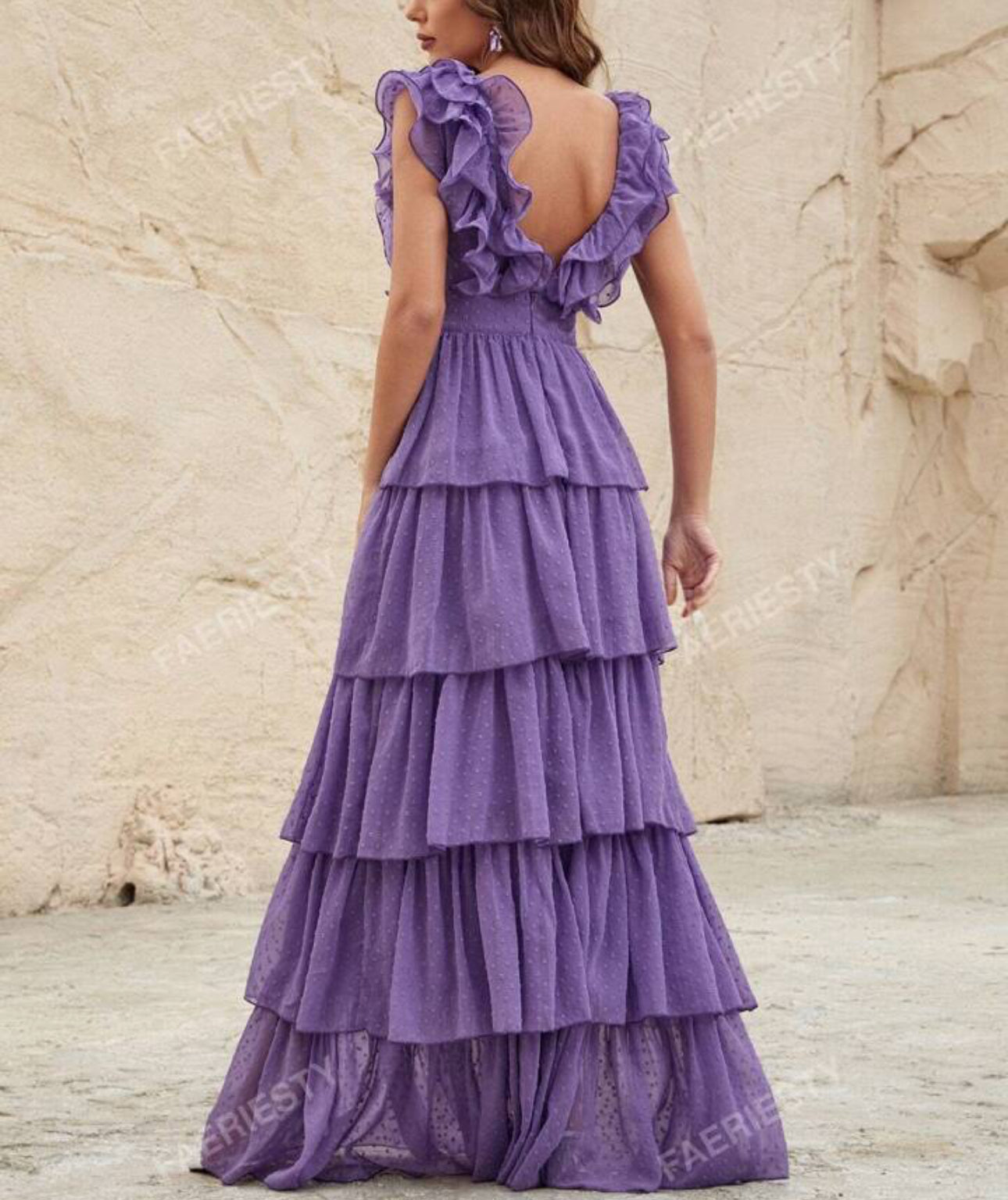 Lavender Ruffle Tiered Maxi Dress