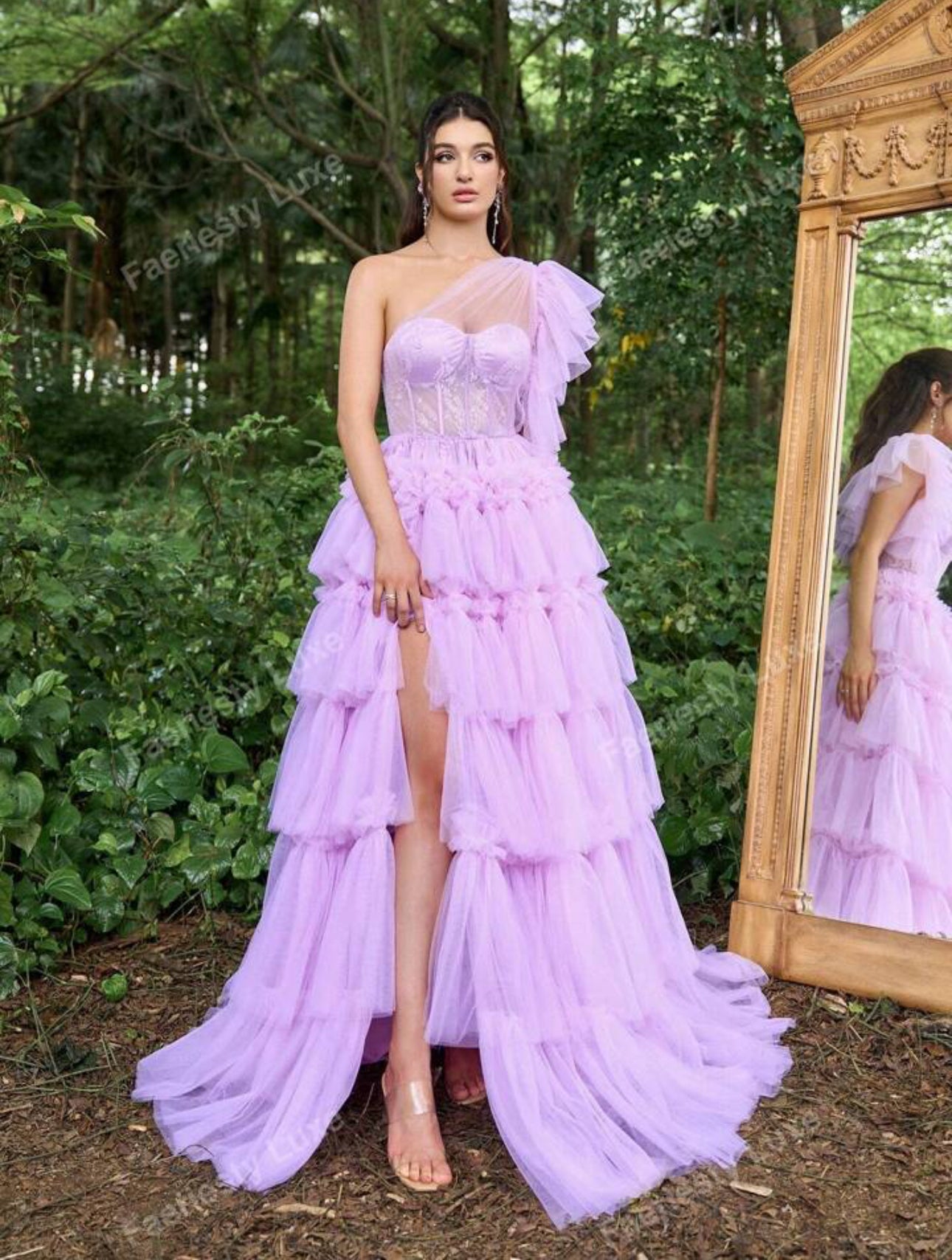 Lavender Dream Tiered Tulle Gown