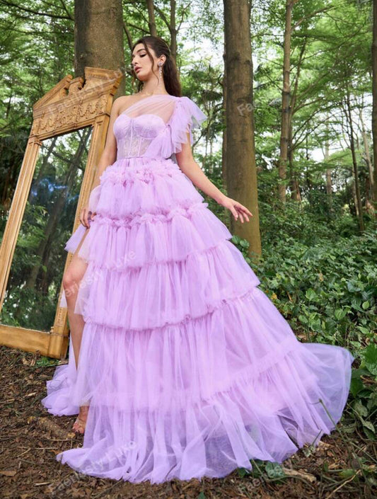Lavender Dream Tiered Tulle Gown