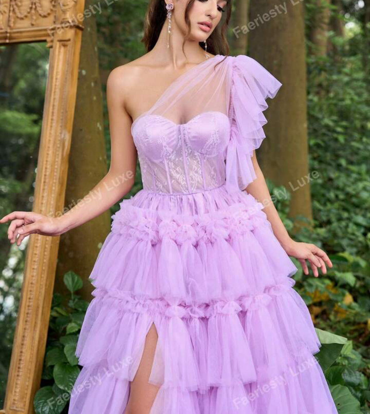 Lavender Dream Tiered Tulle Gown