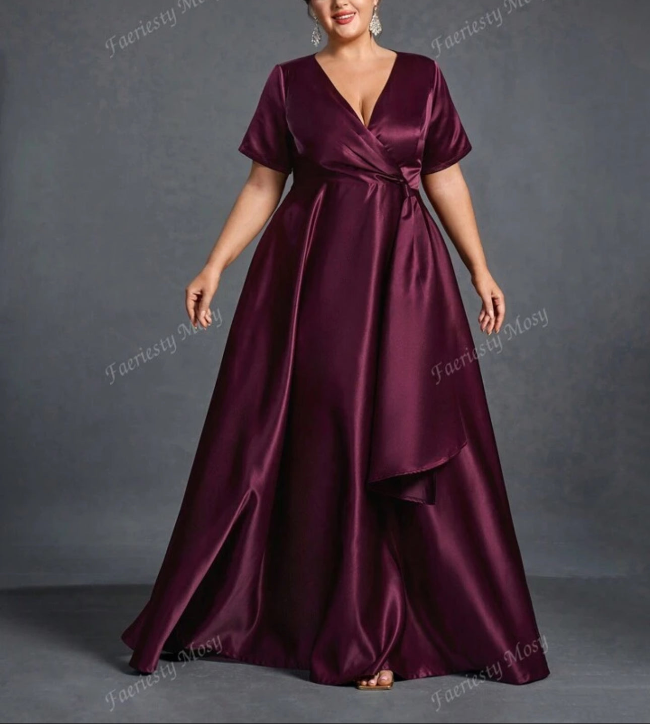 Plum Elegance Satin Evening Gown