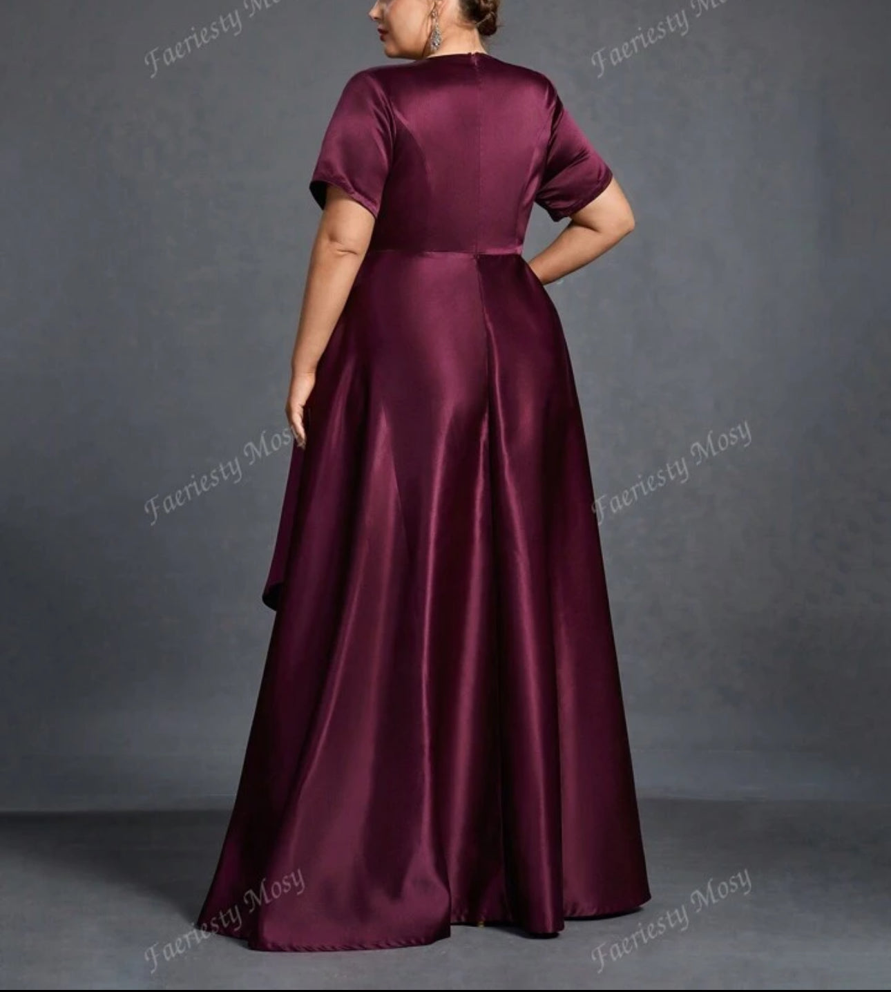 Plum Elegance Satin Evening Gown