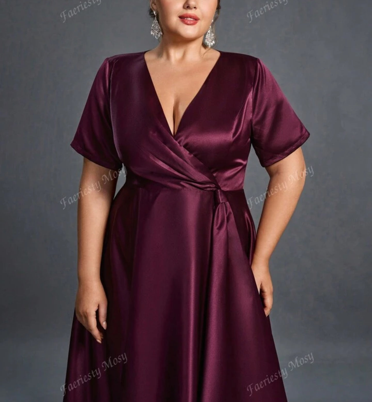 Plum Elegance Satin Evening Gown