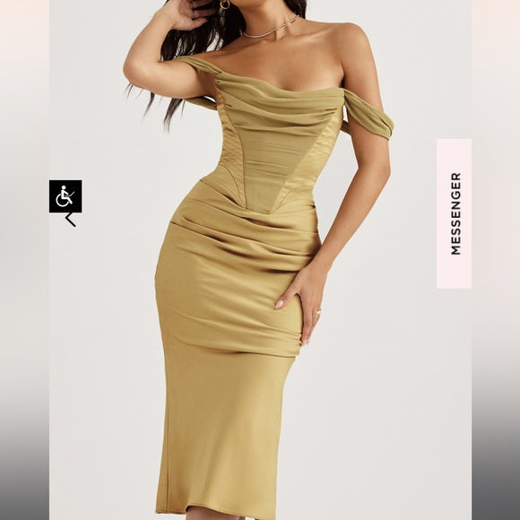 Golden Hour Draped Midi Dress