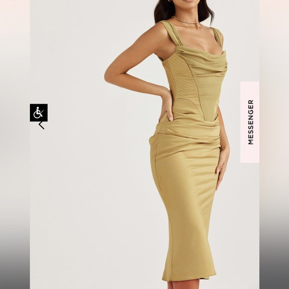 Golden Hour Draped Midi Dress