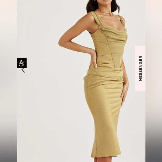 Golden Hour Draped Midi Dress