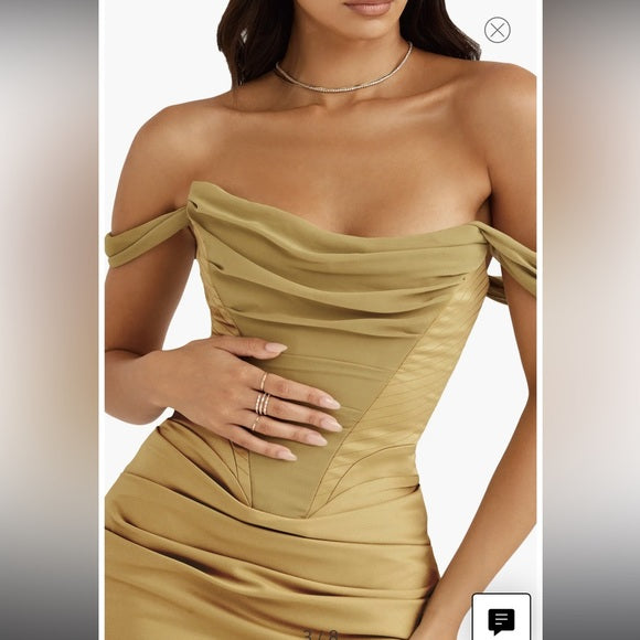 Golden Hour Draped Midi Dress