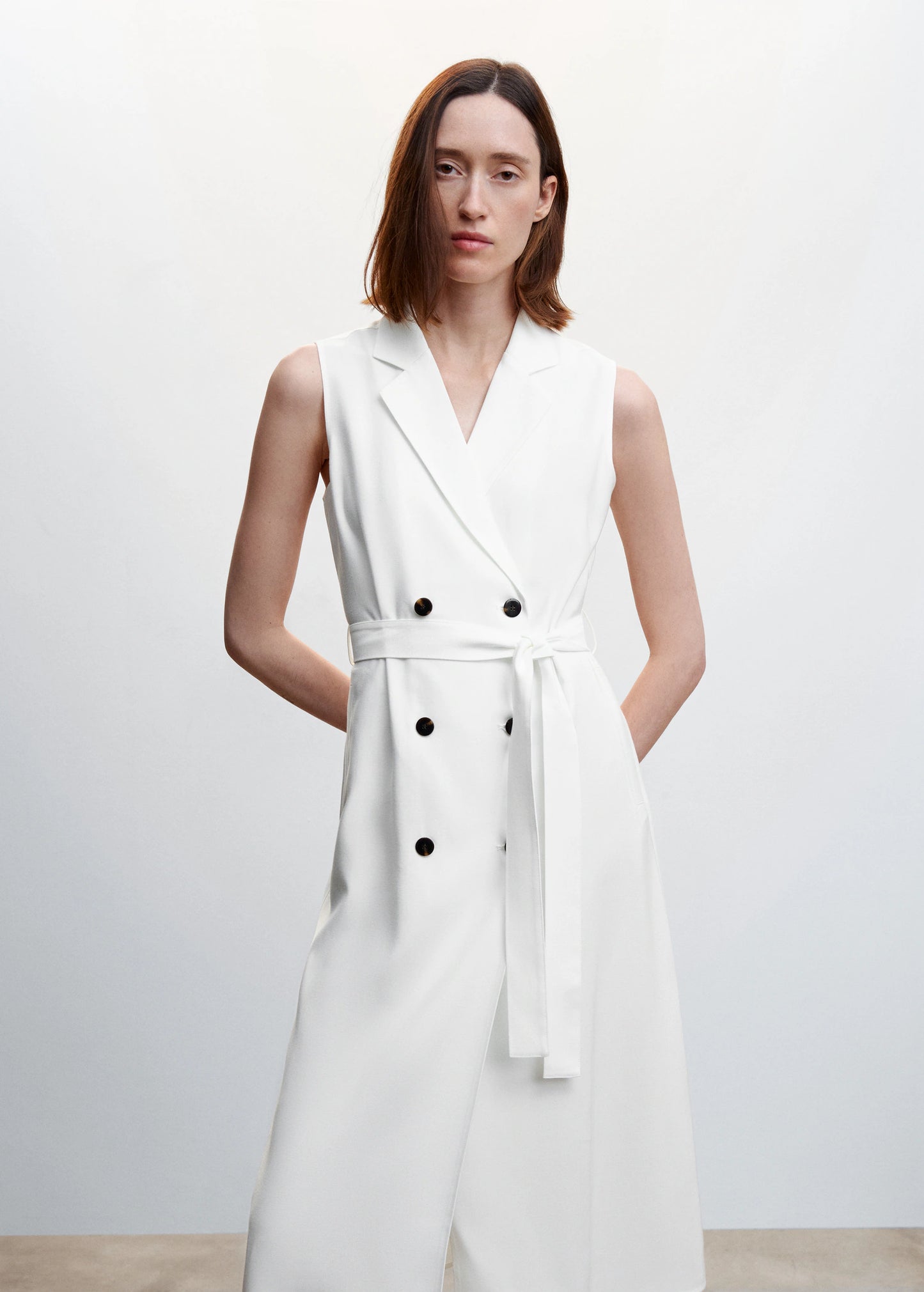 Minimalist White Vest Coat