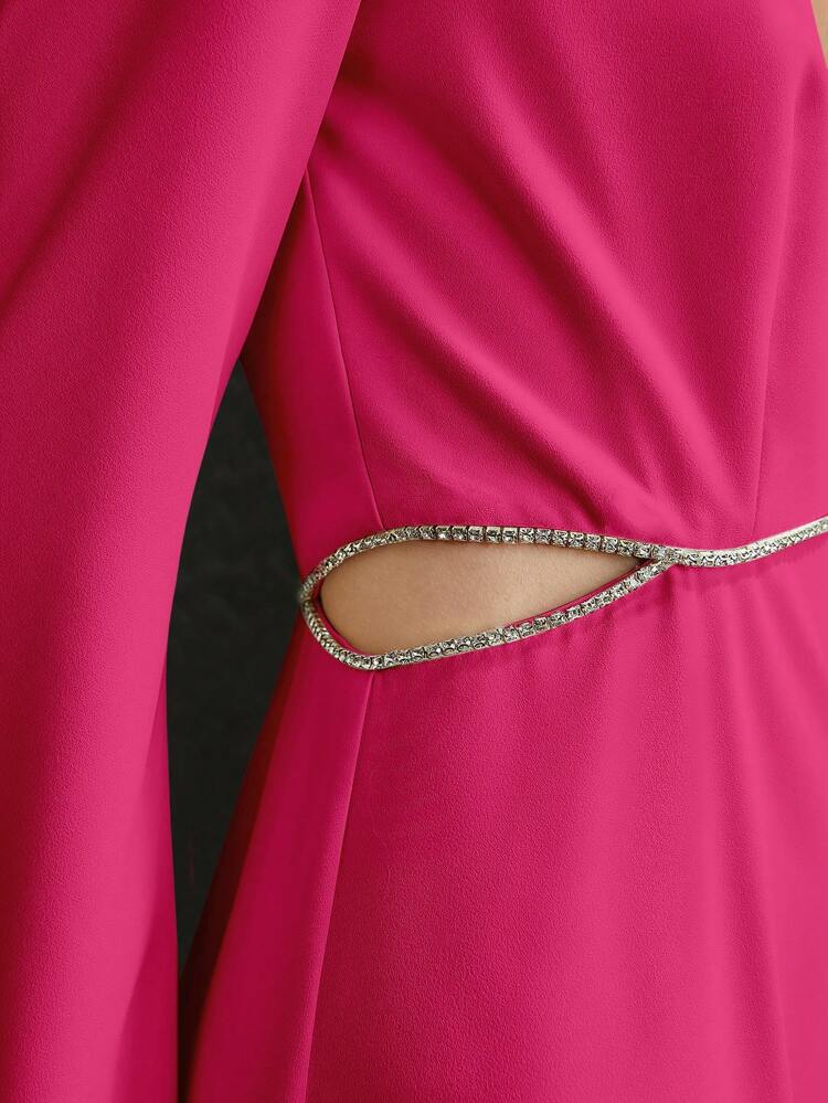 Fuchsia Cutout Midi Dress with Crystal Detail