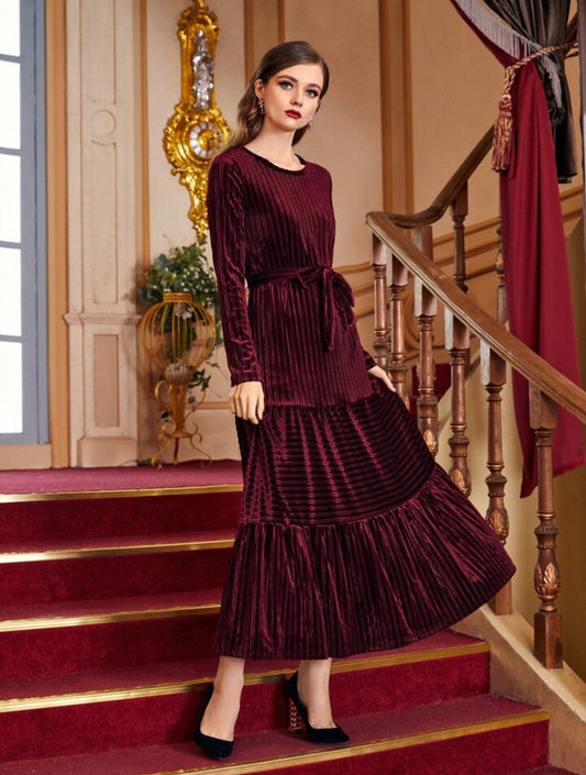 Burgundy Velvet Elegance Maxi Dress