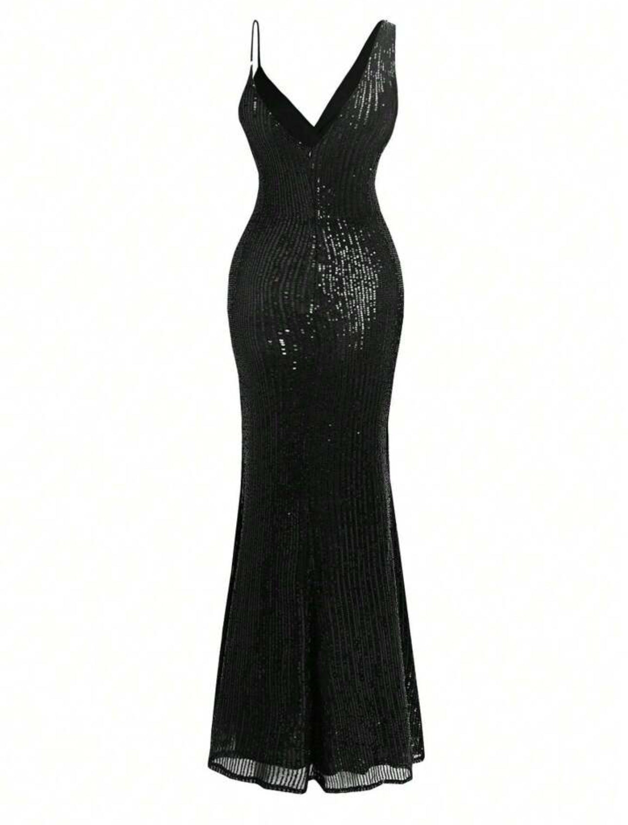 Midnight Allure Black Sequin Gown