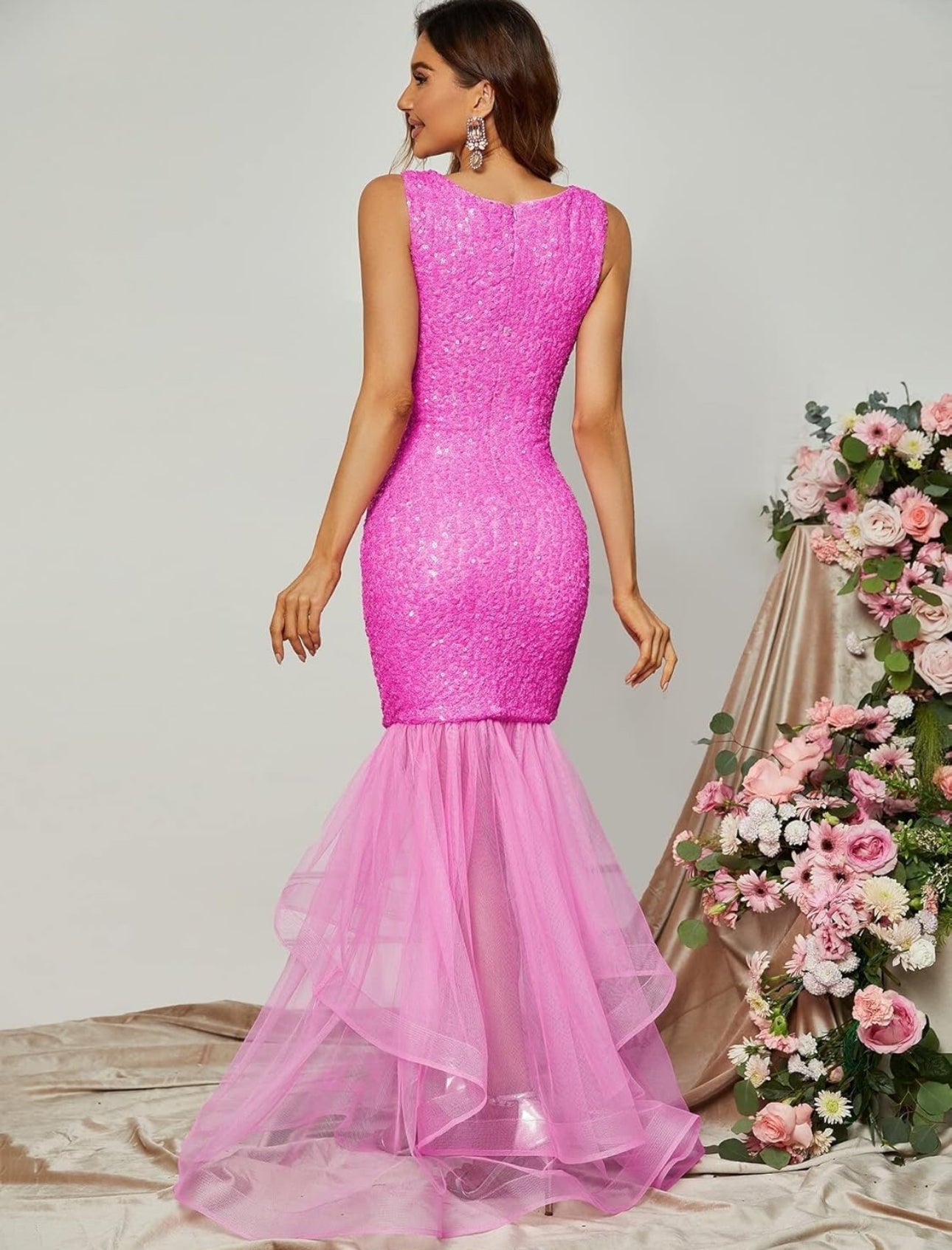 Luxe Pink Mermaid Sequin Dress