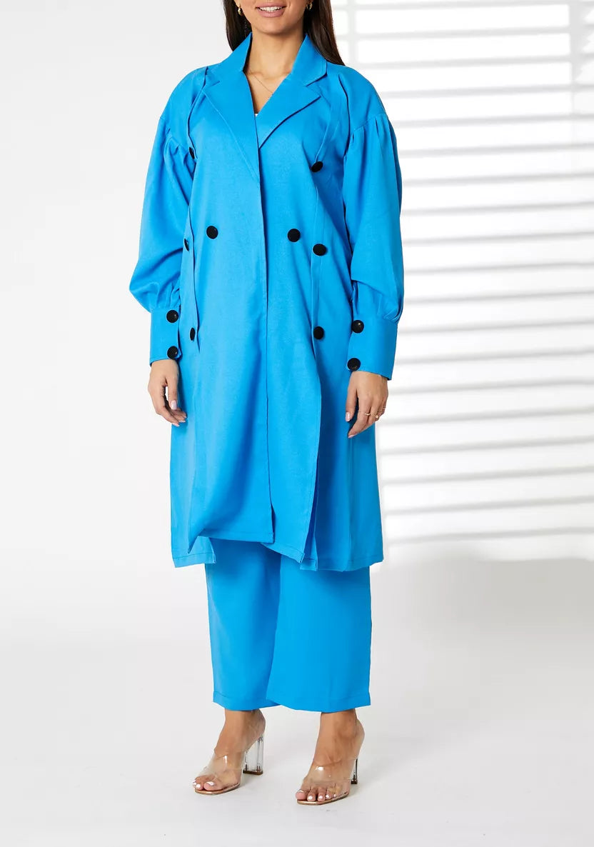 Ocean Blue Azure Chic Oversized Coat