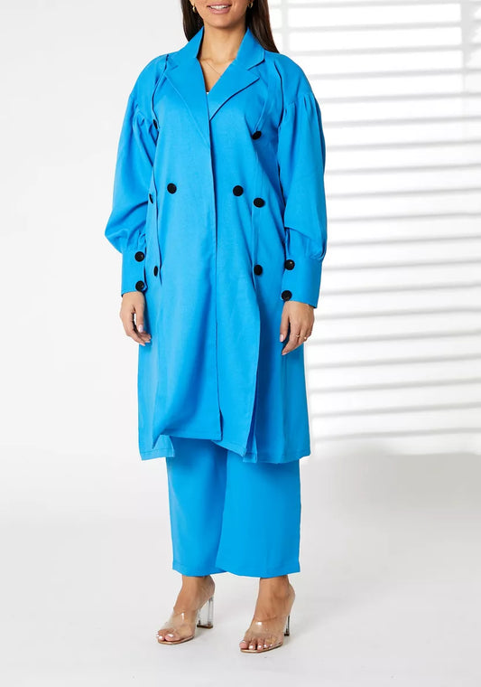 Ocean Blue Azure Chic Oversized Coat