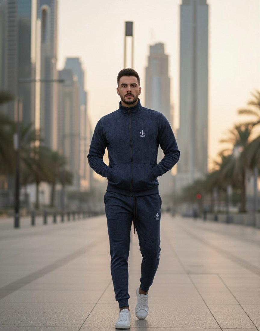Navy Men Suede Luxe Co-ord Set