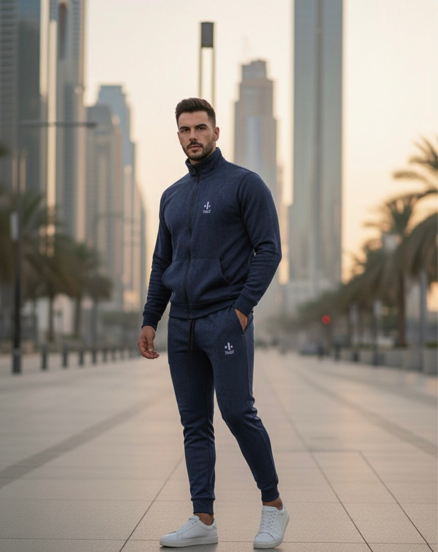 Navy Men Suede Luxe Co-ord Set