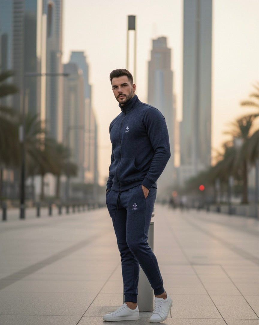Navy Men Suede Luxe Co-ord Set
