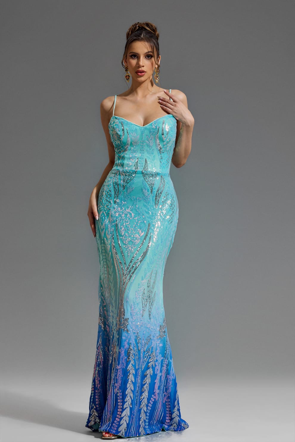 Ocean Mist Ombre Sequin Gown