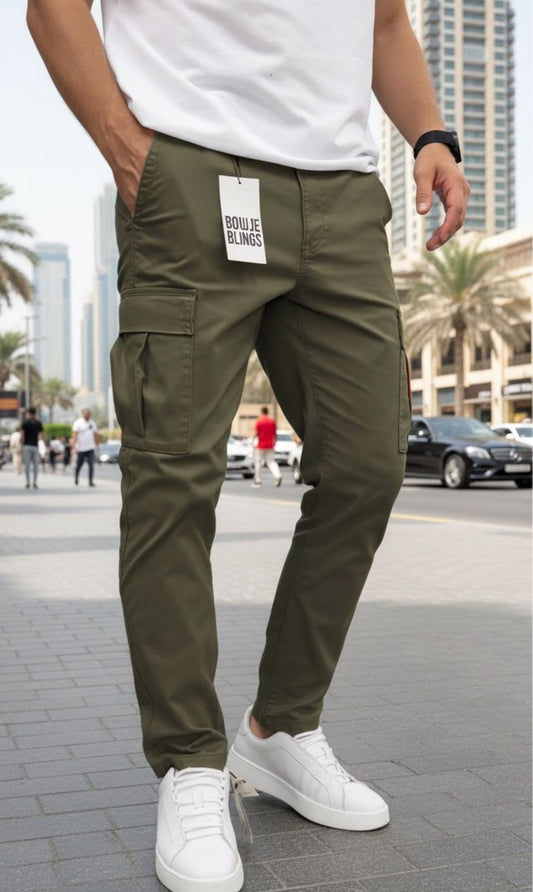 Olive Green Men Cargo Pant 6 Pocket